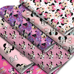 Disney Mickey Minnie 20*33cm Faux Leather Sheets Cartoon Synthetic Leather Fabric Roll for DIY Earrings Hair Bows Pouches