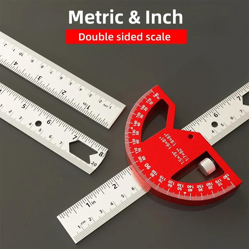 Description Picture 4 of itemAngle Ruler Protractor tool for Carpenters with 0-180 Degrees Measuring Woodworking Tools Adjustable Construction Protractors