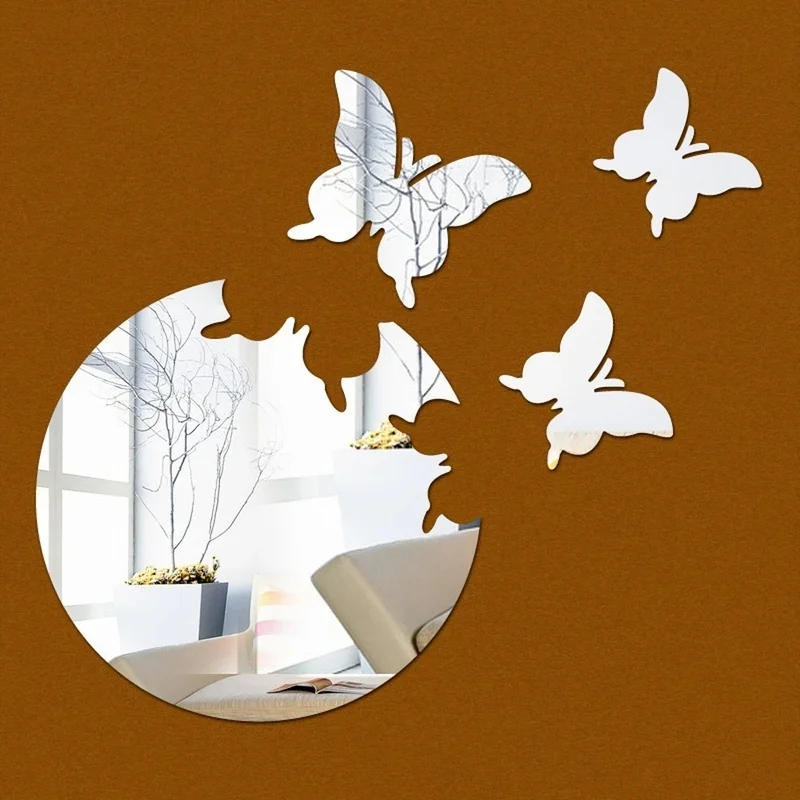 Description Picture 2 of itemButterfly DIY Mirror Wall Sticker Room Decor Stickers Decal Bedroom Bathroom Home Decor