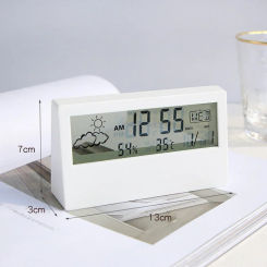 LCD Multifunctional Electronic Alarm Clock Transparent Minimalist Bedside Electronic Clock Measure Humidity 20%- 89% - 50°C~70°C