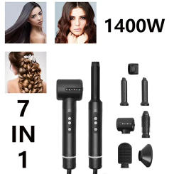 7 In 1 Hot Air Brush  Professional Hair Dryer  Hair Straightener  Negative Ionic Blow Dryer  Curling iron  1400W powerful