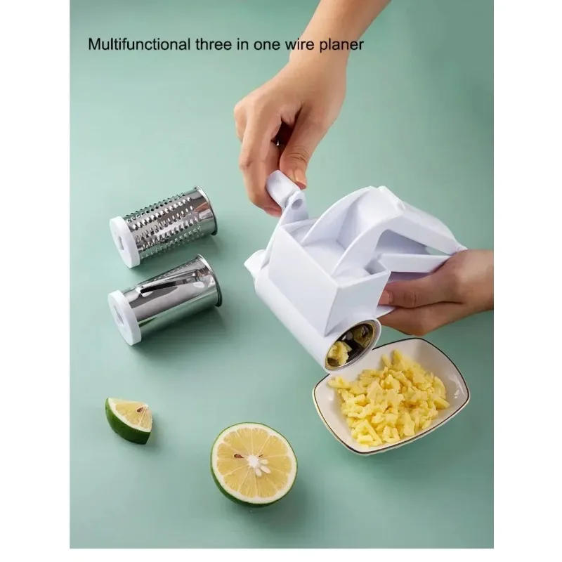 Description Picture 6 of item1/3 in 1 Kitchen Supplies Plastic Manual Rotating Cheese Grater Dairy Products Multi-Function Tools Creative Milk Block Crusher