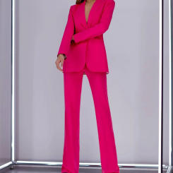 2024 Hot Pink Solid 2-Piece Suits For Women Fashion Outfit Smart Business Wedding Guest Female 2 piece Set Jacket Pants