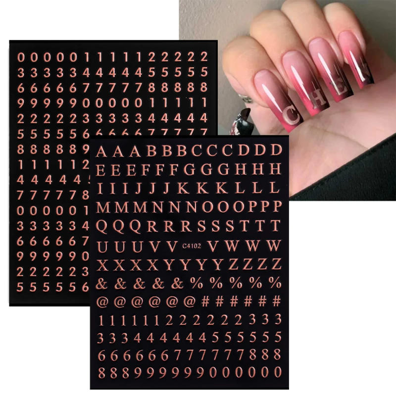Description Picture 4 of item3D Number Letter Nail Art Stickers Decals 10*8cm Self-Adhesive Alphabet Slider Sticker Colorful Manicure Supplies Accessories &