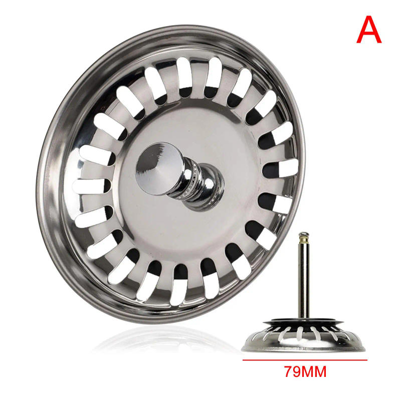 Description Picture 3 of itemSteel Replacement Strainer 79/82mm Kitchen Stopper Basin Drainer Plug Leach Water Filter Sink Basket Waste Strain A1p0