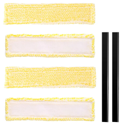 B64B-Window Cleaning Mop Cover Set Replacement Microfibre Mop Cover With 2 Rubber Lip Squeegees Highly Absorbent Window