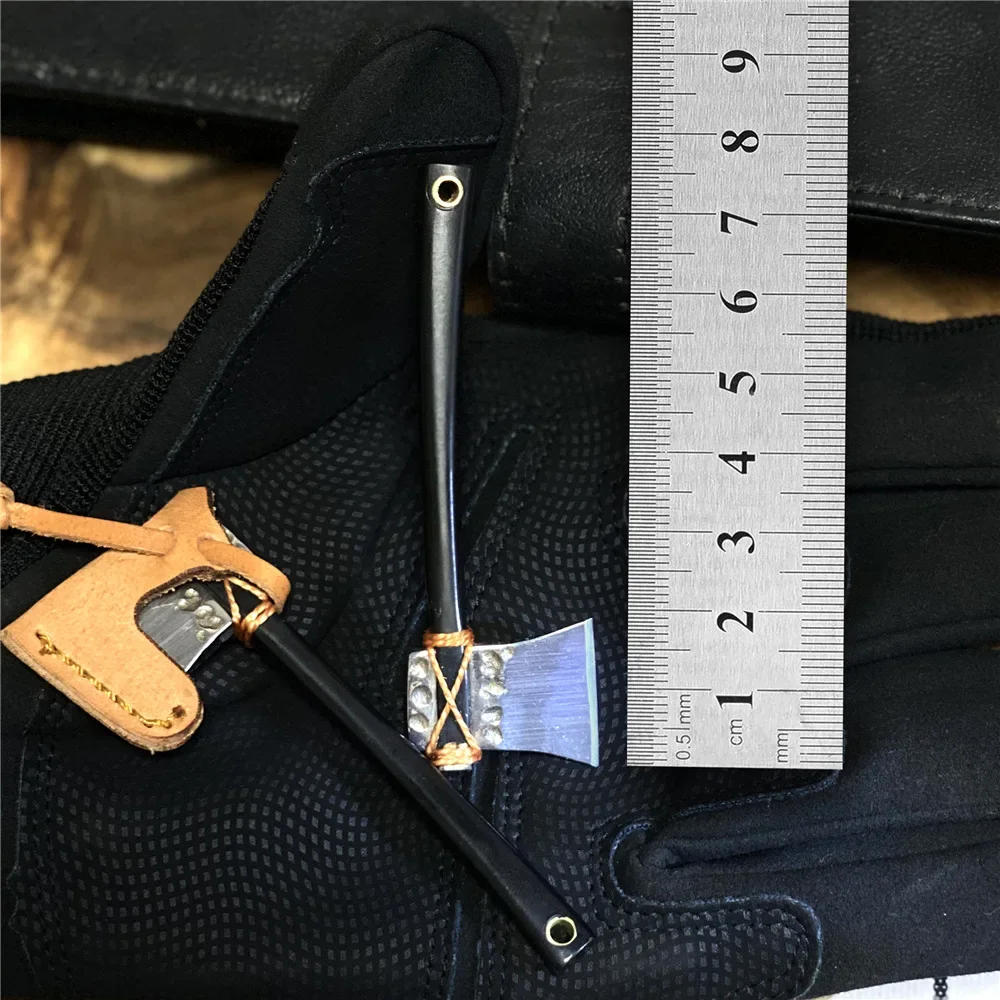 Description Picture 4 of itemStainless Steel Sharp Mini Axe Wood Handle Tyni Fixed Blade Knife Outdoor Camping Survival Keychain Knife Unpacking EDC Tool