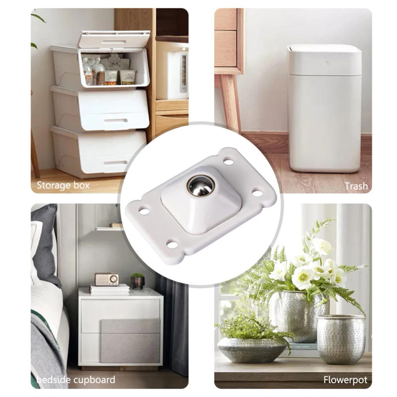 Description Picture 6 of item4Pcs Self Adhesive Caster Wheels Stainless Steel Sticky Pulley 360 Degree Swivel for Trash Can Storage Box Small Furniture