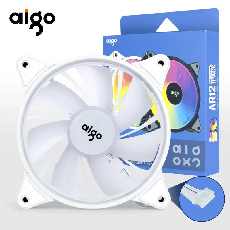 Description Picture 3 of itemAigo AR12 White 120mm PC Computer Case Fan Cooling Cooler 6PIN Adjustable RGB Led 12cm Mute Ventilador Adjust Speed 5V ARGB Fans