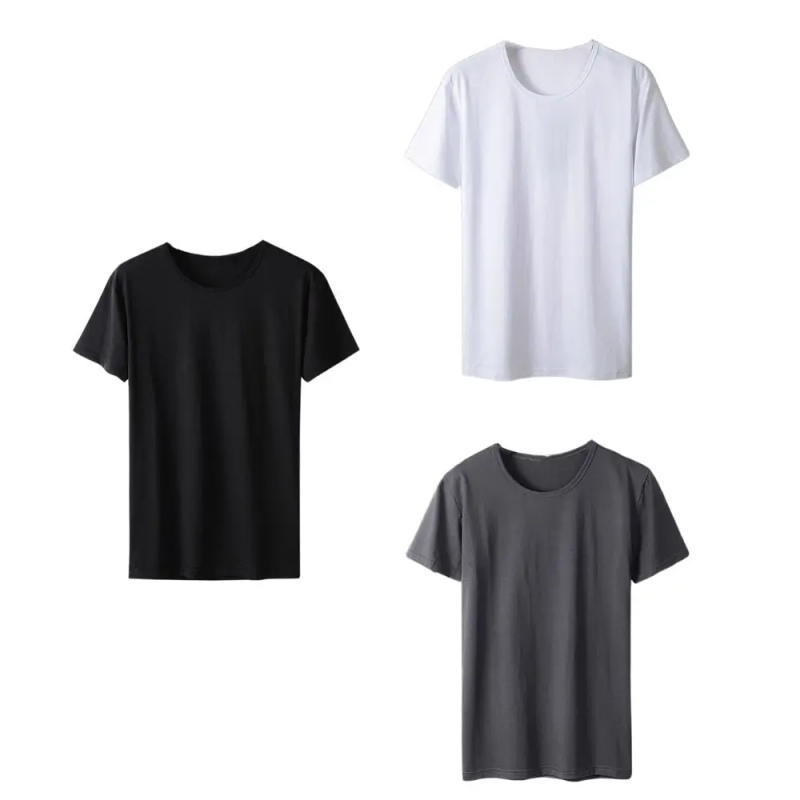 Description Picture 2 of itemNew Round Neck T Shirts for Men Simple Quick Dry Short Sleeve T-shirt Bottoming Shirt Large Size Men's Basic T-shirt Male