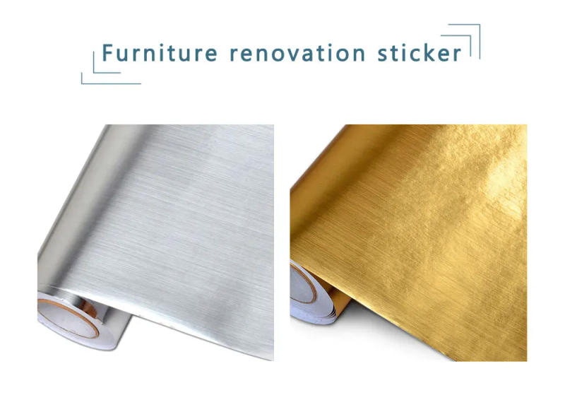 Description Picture 5 of itemPVC Metal Brushed Gold Silver Removable Wallpaper Decor Film Vinyl Waterproof Oil-proof House Appliance Kitchen Elevator Sticker