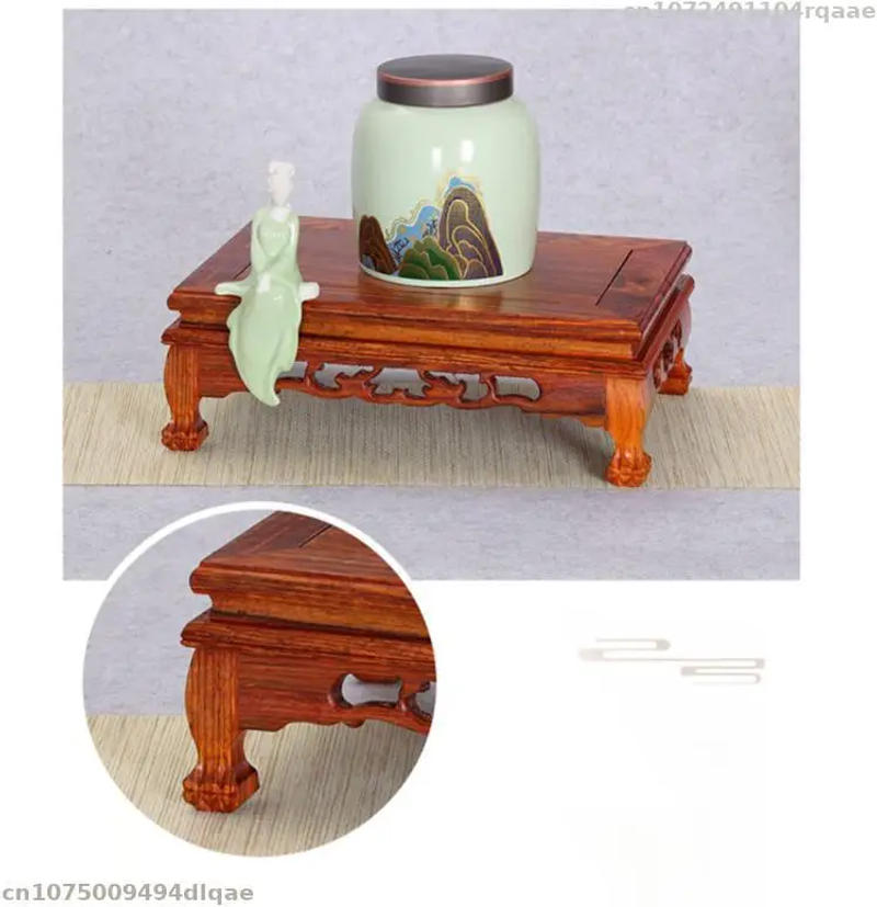 Description Picture 6 of itemNatural Solid Wood Pedestal Crafts Vase Flower Pot Bonsai Plant Decorative Shelves Buddha Altar Wooden Display Stand Teapot Base