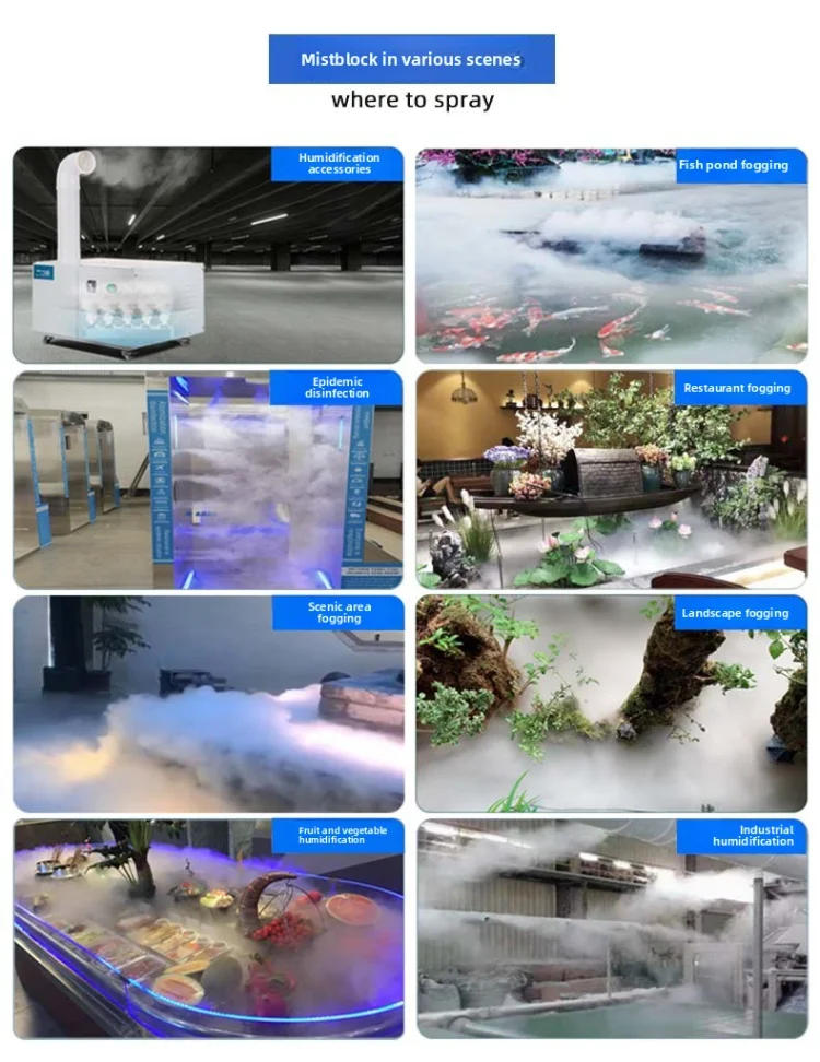 Description Picture 4 of itemDC48V Ultrasonic Industrial Humidifier 10/12 Head Fog Sprayer Commercial Nebulizer Mist Maker Greenhouse/landscape Fog Generator