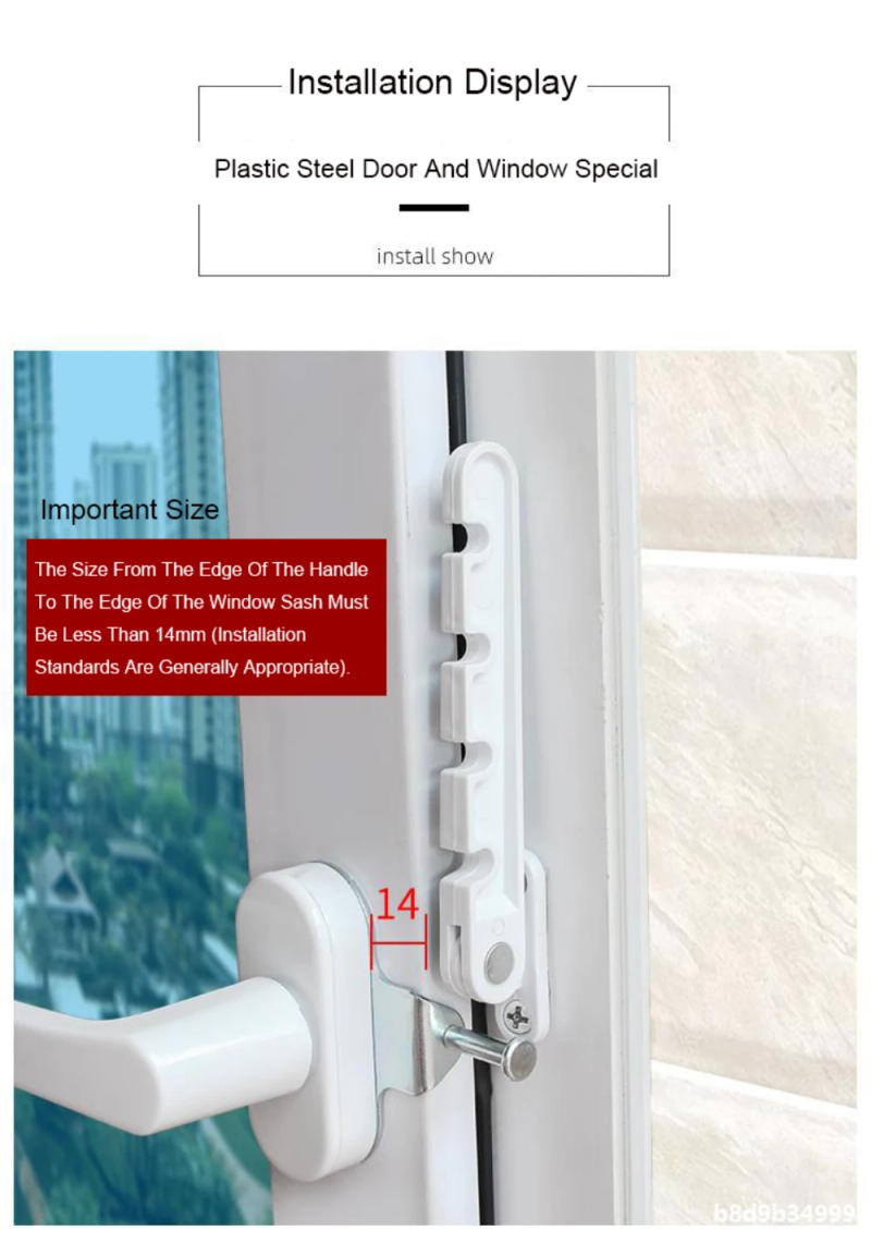 Description Picture 3 of itemWindow Support Adjustable Protector Child Safety Inner Opening Window Security Child Proof Door Rock Blocking Lock Plastic Steel
