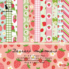 KLJUYP 24 sheets 6"X6" Cute Pink Strawberry Scrapbook paper Scrapbooking patterned paper pack DIY craft Background paper