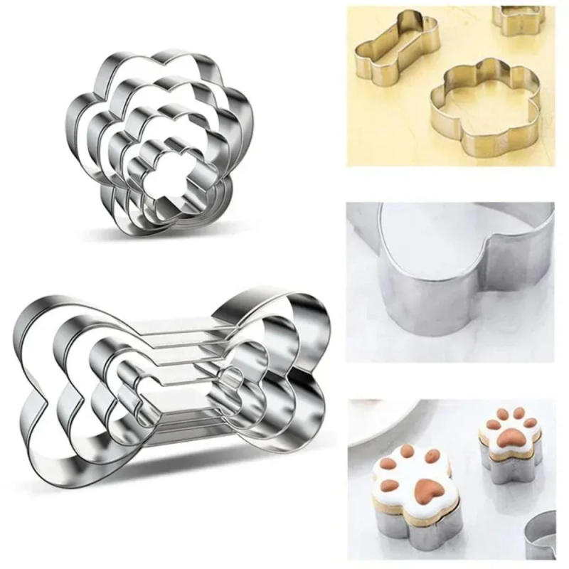 Description Picture 3 of item4pcs/set Cookie Cutter Pet Dog Bone Paw Shaped Stainless Steel Mold DIY Cake Sugarcraft Pastry Biscuit Mould Kitchen Baking Tool