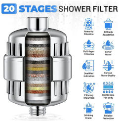 Water Filter 15-20 Shower Hard Water Purification Filter Reduce Skin Dryness Bathroom Accessories Activated Carbon Chlorine Home