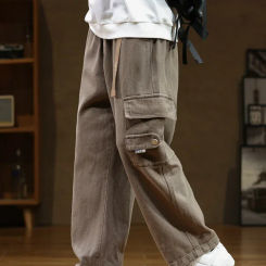 2024 Autumn New Cargo Pants Men Multi-Pockets Cotton Casual Wide Pants Male Workwear Loose Straight Trousers Big Size 7XL 8XL
