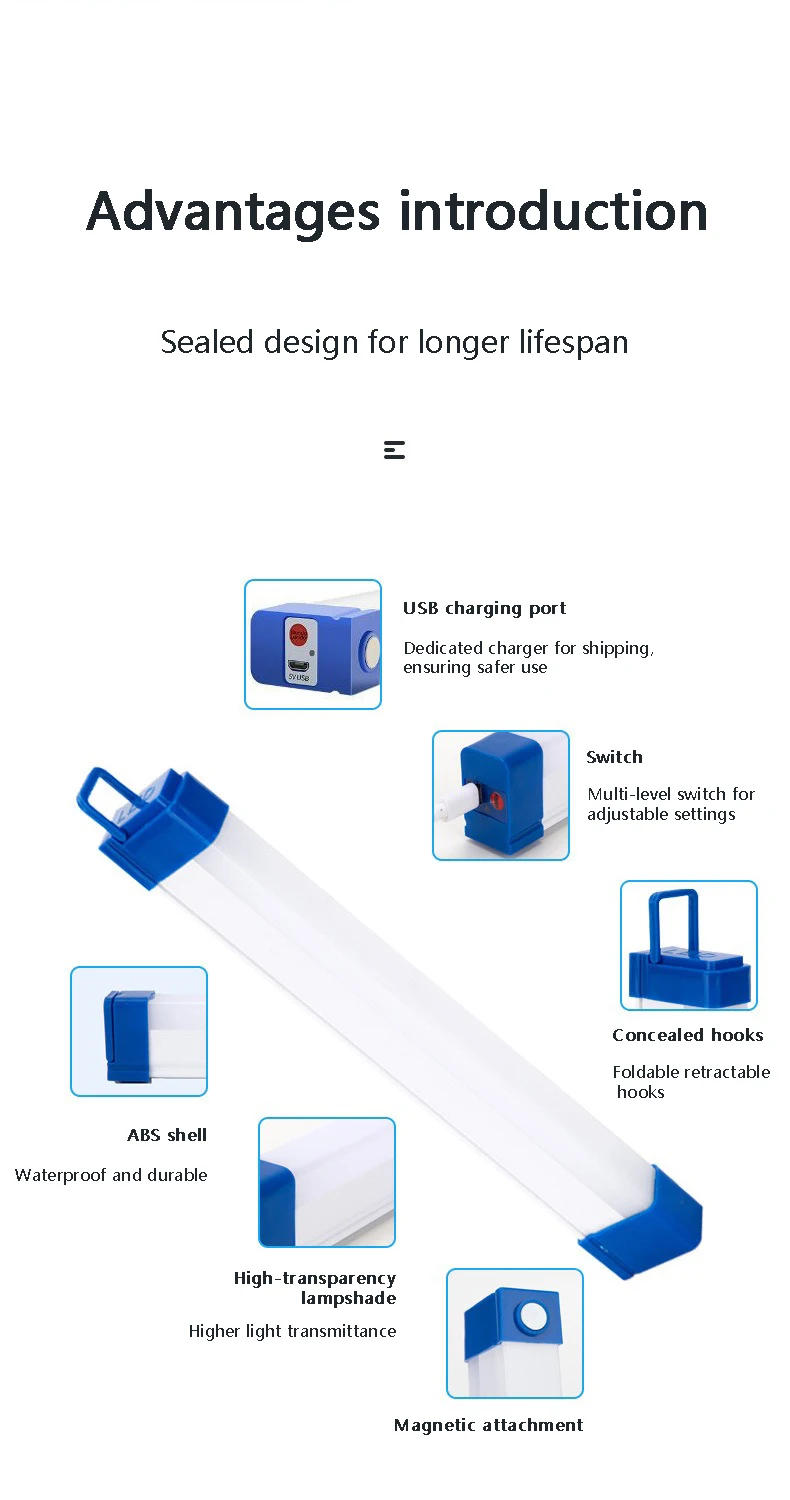 Description Picture 5 of itemLamp with battery super bright portable magnetic work lantern emergency camping reading tent  batery lights