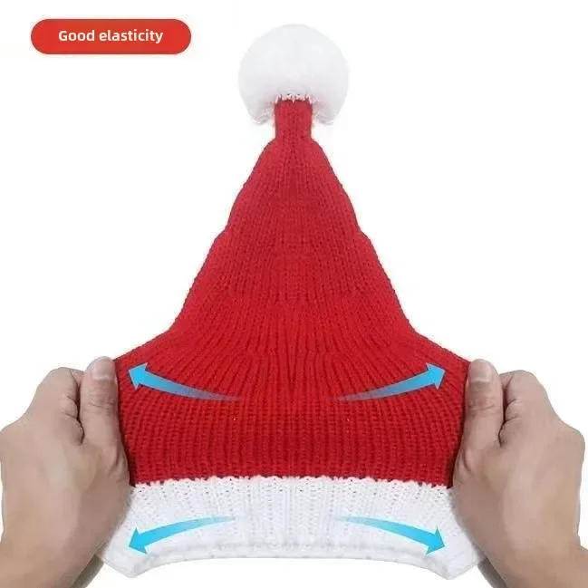 Description Picture 5 of item2025 Knitted Christmas Hat Cute Pompom Adult Child Soft Beanie Santa Cap New Year Party Kids Gift Navidad Natal Noel Decoration