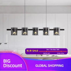 Black Glass Led Chandelier For Dining Room Kitchen Living Room Bedroom Long Decorative Modern Postmodern Design Pendant Light