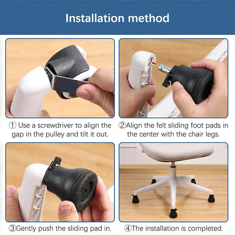 Description Picture 4 of item1Pc Office Chair Caster Swivel Wheels To Fixed Stationary Castors Replacement Bell Glides Furniture Chair Feet Wheel Stopper