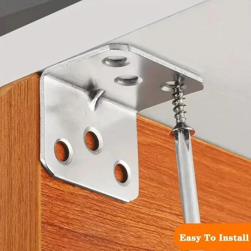 Description Picture 6 of itemStainless Steel Corner Bracket 90 Degree Right Angle Fixed Bracket Universal for Wood Furniture Bedframe Cabinet Accessories