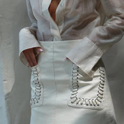 Fashion Leather Mini Skirts For Women Bandage Pockets Hip Pockage A-line PU Skirt 2025 Spring Summer Lady Party Club Gowns ﻿