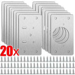 20/2Pcs Cabinet Hinge Repair Plate Kit Stainless Steel Door Hinge Mounting Plate With Holes For Home Kitchen Cupboard Furniture