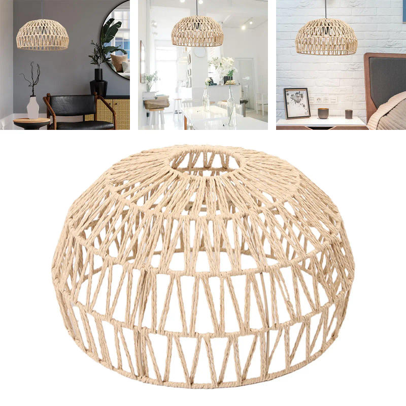 Description Picture 6 of itemPendant Lamp Shade Basket Hanging Light Fixture Paper Rope Woven Lampshade for Teahouse, Restaurant
