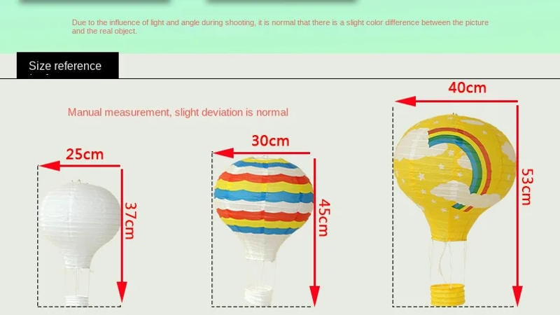 Description Picture 3 of item30cm Santa Claus Elk Snowflake Lantern Hot Air Balloon Paper Lantern Kids Hanging Birthday Party Wedding Christmas Decoration