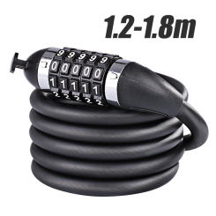 1.2-1.8m Bicycle Password Lock 5 Digits Anti Theft Steel Cable Mountain Road Bicycles Bike Lock Cycling Equipment Accessories