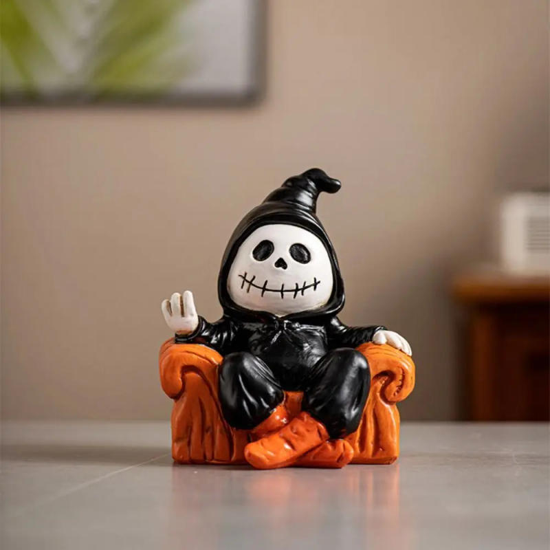 Description Picture 5 of itemResin Halloween Sofa Ghost Figure Spooky Cute Ghost Art Sculpture Cartoon Ghost Statue Ornament Haunted House