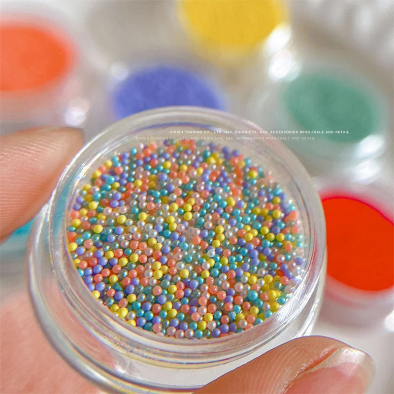 Description Picture 5 of itemMacaron Bubble Beads Nail Rhinestones 9 Colors Kawaii 3D Resin Round Candy Mini Caviar Beads Nails Charms Manicure Decorations