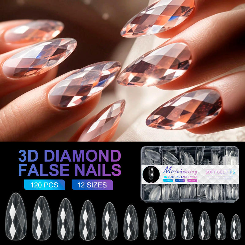 Description Picture 2 of item120/140pcs Square Almond Coffin Nail Extension Tips Natural Clear Full Cover Nails Dual Form Diamond Soft Gel Nail Tips