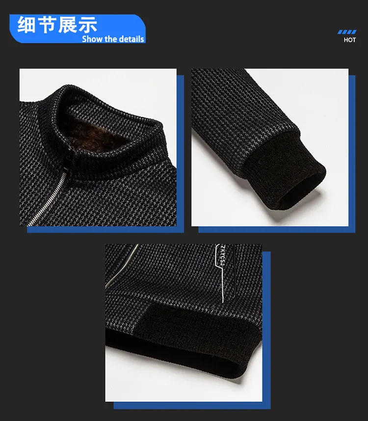 Description Picture 5 of itemHigh Quality Winter Business Woolen Jacket for Men Thickened Warm Trench Coat Stand Collar Casual Office Social Overcoat 2023