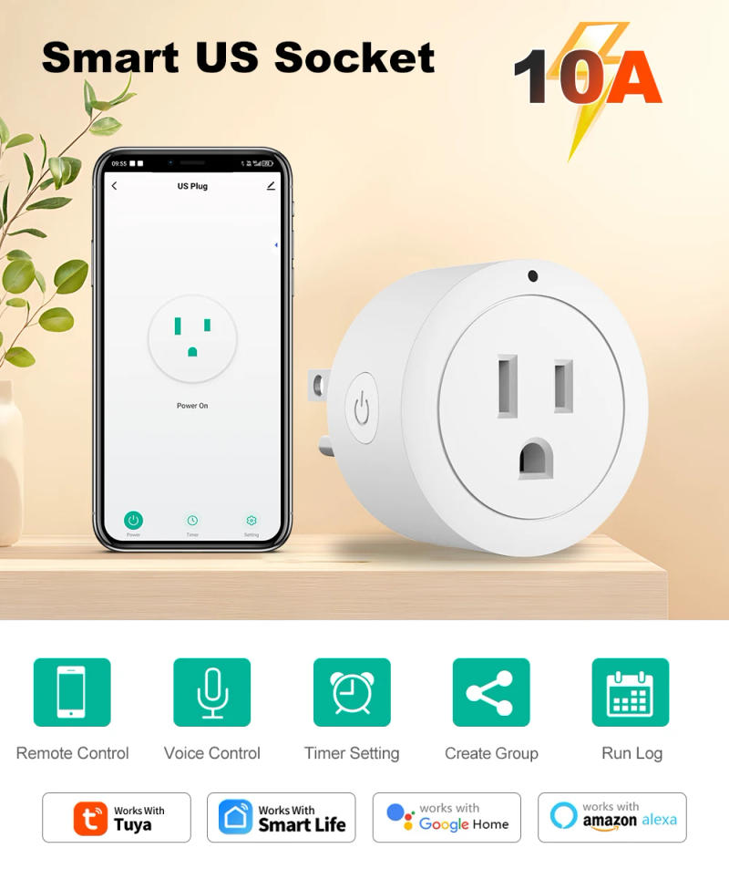 Description Picture 2 of itemTuya Smart Life Wifi Plug US Socket Wireless Switch Smart Home App Timer Scene Linkage Support Alexa Google Home Voice Assitant