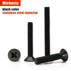 GB819 Long Lengthened M1.6 M2 M2.5 M3 M4 M5 M6 M8 Black 304 Stainless Steel Cross Phillips Flat Countersunk Head Bolt Screw