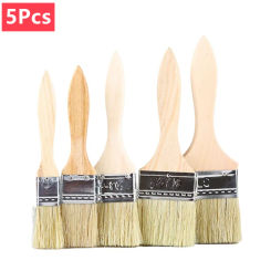 5Pcs Wooden Handle BBQ Brush Paint Brush Multipurpose Sauce Brushes Pastry Brushes Watercolor Painting Brush Tools 1/2/3/4Inch
