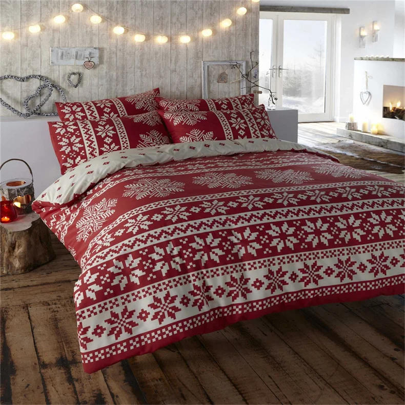 Description Picture 6 of itemMerry Christmas Duvet Cover Tartan Deer Reversible Check Duvet Cover Set Comforter Cover Bedding Set Red Festival Decorations