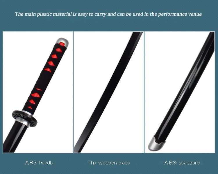 Description Picture 5 of item80cm Demon Slayer Japanese Katana Kimetsu No Yaiba Kyoujurou Cosplay Prop Large Katana Wooden Ninja Anime Samurai Sword Kid Toys