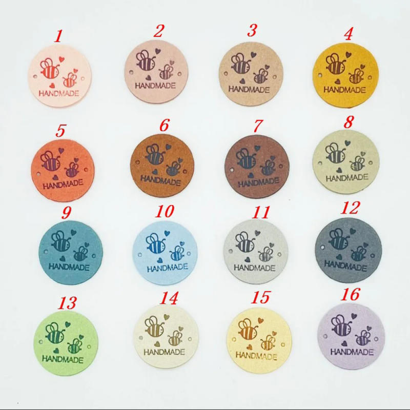 Description Picture 4 of itemMixedColor 20PCS Handmade Circular Leather Label Bee Pattern Embossed Garment Tags Shoes Bags Labels Diy Apparel Sewing Supplies