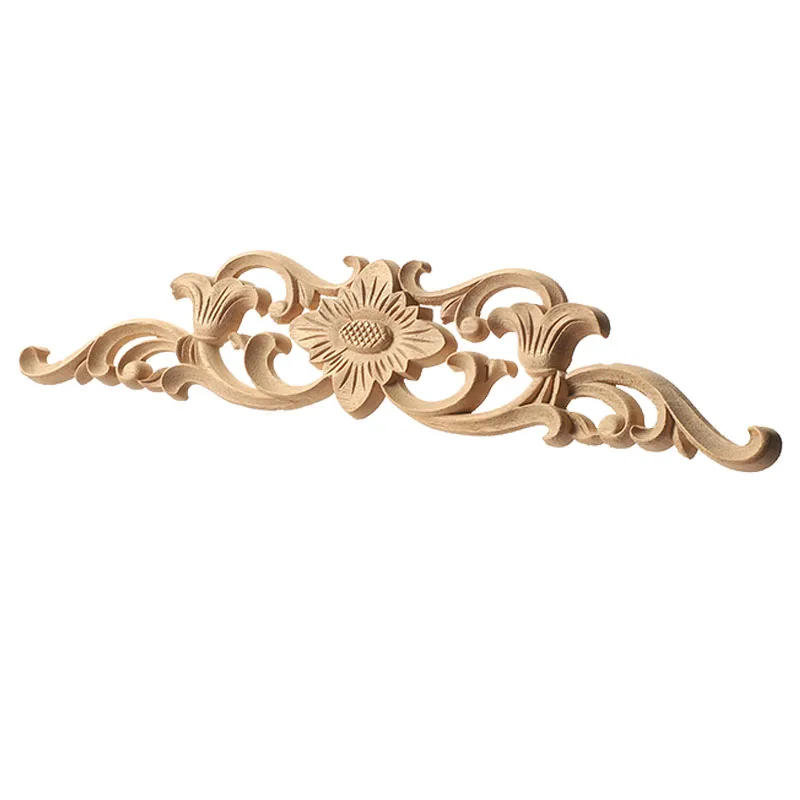Description Picture 6 of itemWood Carving Natural Wood Appliques Door Furniture Cabinet Decorative Unpainted Wooden Mouldings Decal Vintage Home Decor