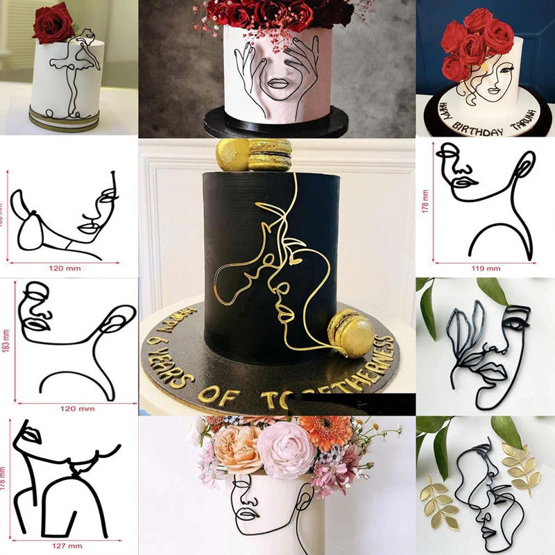 Description Picture 2 of itemAcrylic Minimalist Art Lady Face Cake Topper Girl Happy Birthday Cake Decoration Wedding Cake Toppers Decor Party Supplies