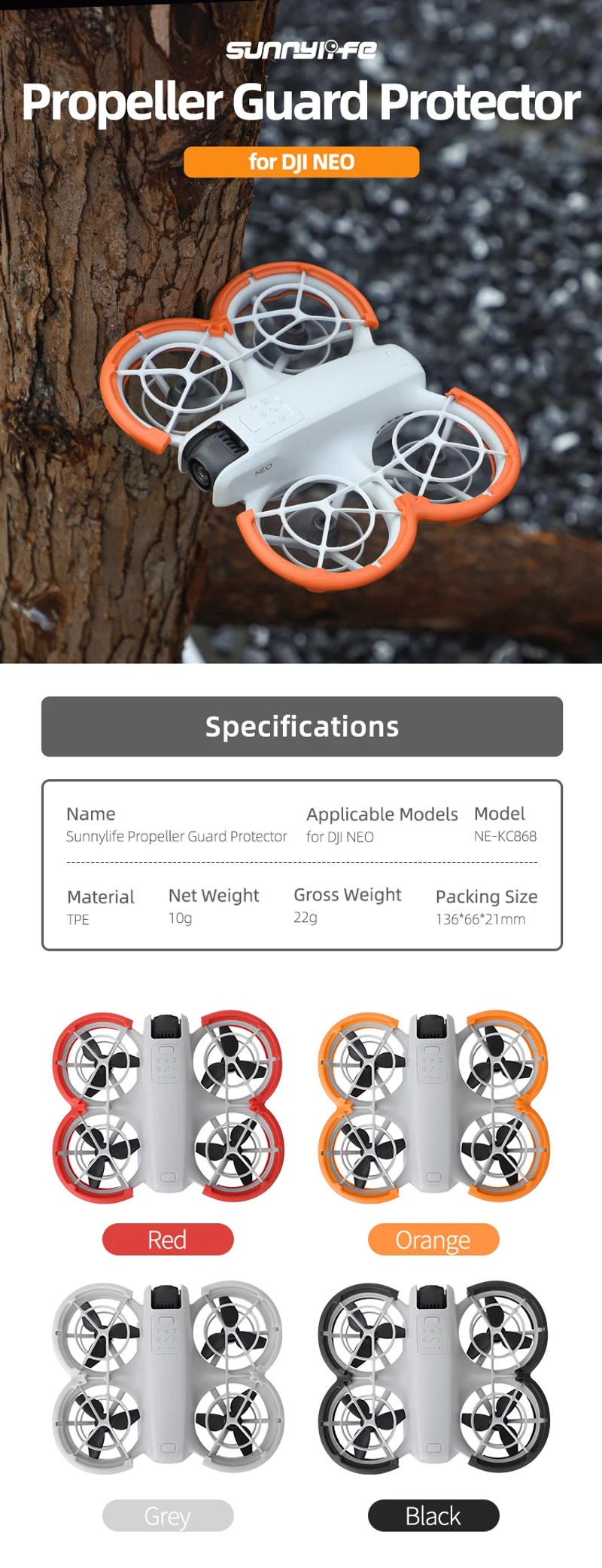 Description Picture 2 of itemSunnylife Colorful Propeller Guard Protector Prop Bumper Ring Anti-Collision Protective Cover Accessories for DJI NEO