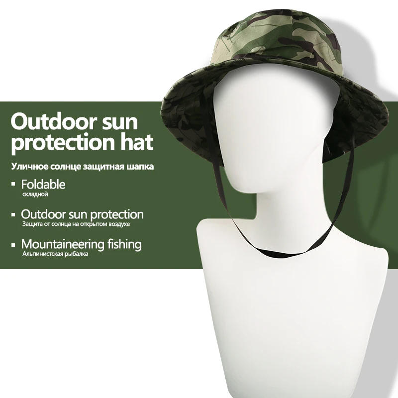 Description Picture 2 of item1PC Sun Protection Hat Outdoor Fishing Hunting Hiking Cap Light Weighted Wide Cap with Brim Unisex Army Fishing Cap Accessories