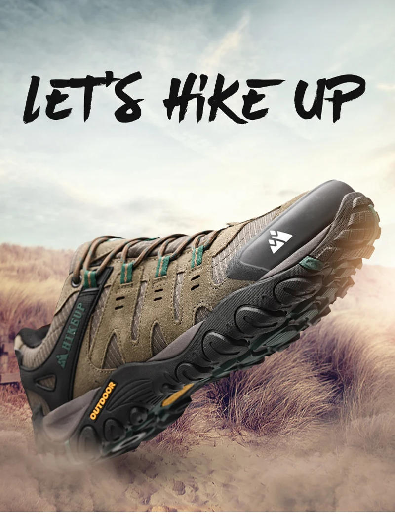Description Picture 6 of itemHIKEUP Men's Hiking Shoes Suede Leather Outdoor Shoes Wear-resistant Men Trekking Walking Hunting Tactical Sneakers