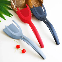 2 In 1 Shovel Clips Silicone Grip Flip Tongs Egg Steak Spatula Tongs Clamp Pancake Fried Turners Kitchen Cooking Tools
