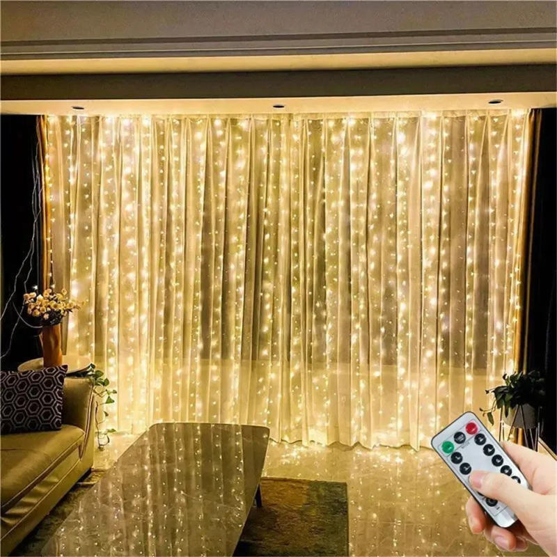 Description Picture 2 of itemCurtain LED String Lights Garland Festival Christmas Decoration USB Remote Control Holiday Wedding Fairy Lights for Bedroom Home