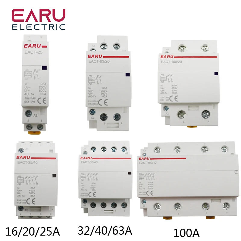 Description Picture 4 of item2P/4P 16-100A AC 220V DC 12V/24V 50/60Hz Din Rail Household AC Modular Contactor Switch Controller DIY Smart Home Hotel